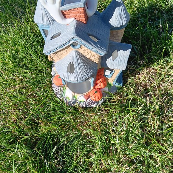 VTG PartyLite Halloween Ceramic Haunted Tealight House Candle Holder P7311 w Box - Picture 5 of 10